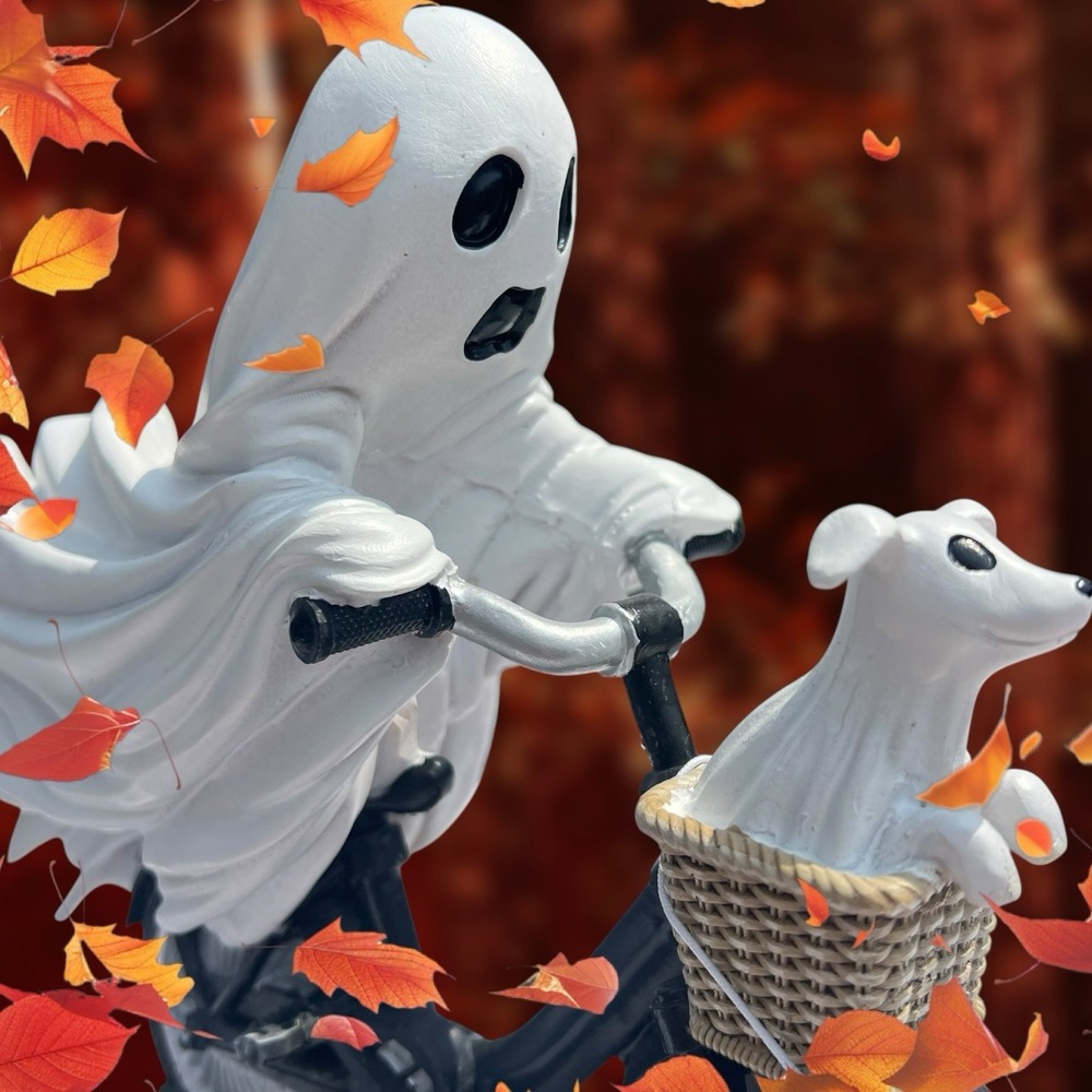 Goblin & Ghoul Ghost Riding Bike w/Ghost Puppy Dog Viral Halloween Figurine 2025
